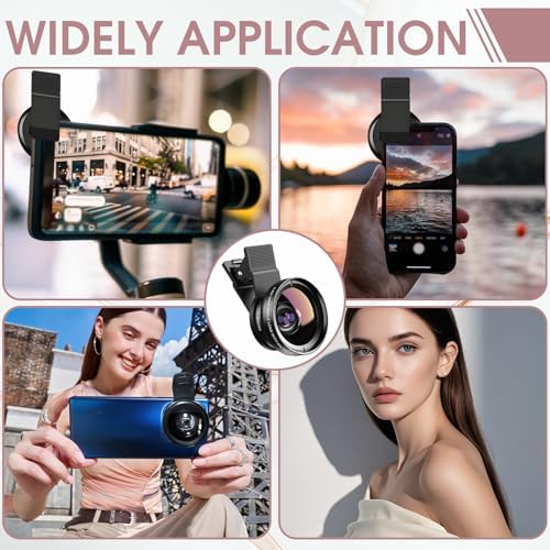2 en 1 Objectif Telephone Portable, 15X Objectif Macro Smartphone, Grand Angle 0,45X, Phone Camera Lens Kit Clip-on Mobile Phone Camera Lenses Compatibilité Universelle Smartphone – Image 3