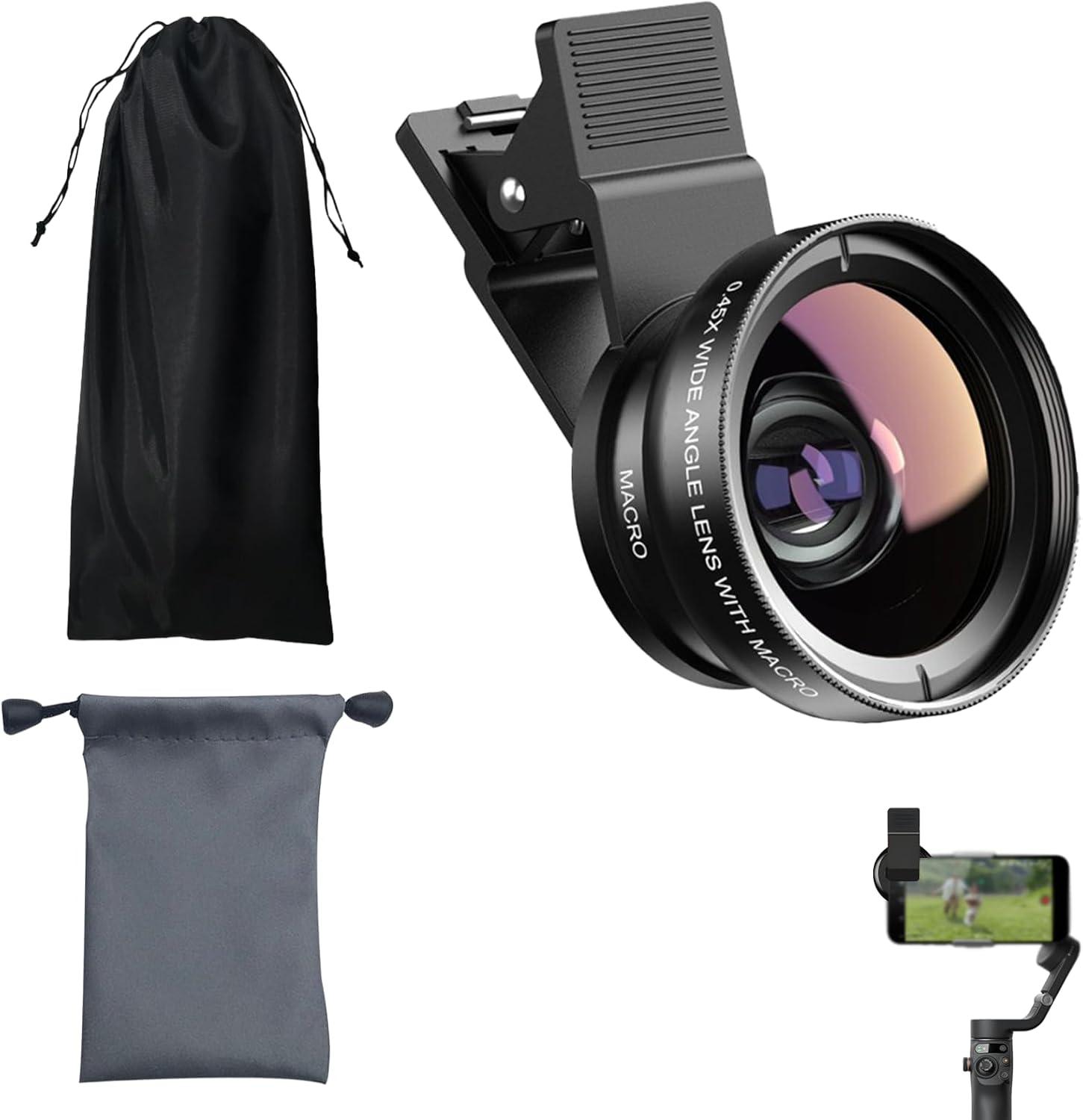 2 en 1 Objectif Telephone Portable, 15X Objectif Macro Smartphone, Grand Angle 0,45X, Phone Camera Lens Kit Clip-on Mobile Phone Camera Lenses Compatibilité Universelle Smartphone – Image 9