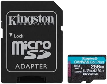 Kingston Canvas Go Plus microSDXC Memory Card Gen4 200MB/s A2 U3 V30 256GB Card - Adapter-SDCG4/256GB